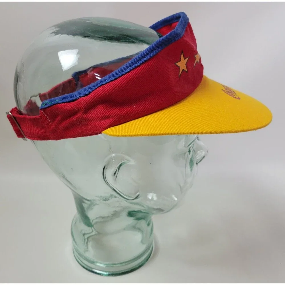 Vintage Coca Cola Adjustable Red Yellow 5 Star‎ Visor Hat